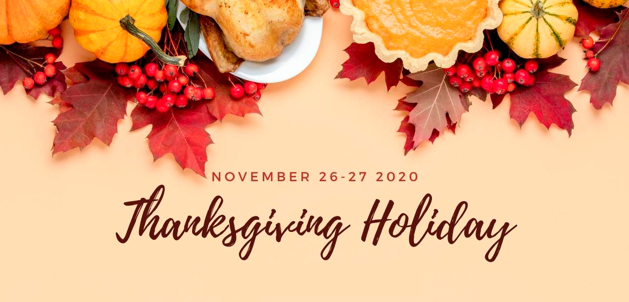 City Hall will be closed Thursday and Friday, November 26 and 27, 2020, in recognition of the annual Thanksgiving holiday