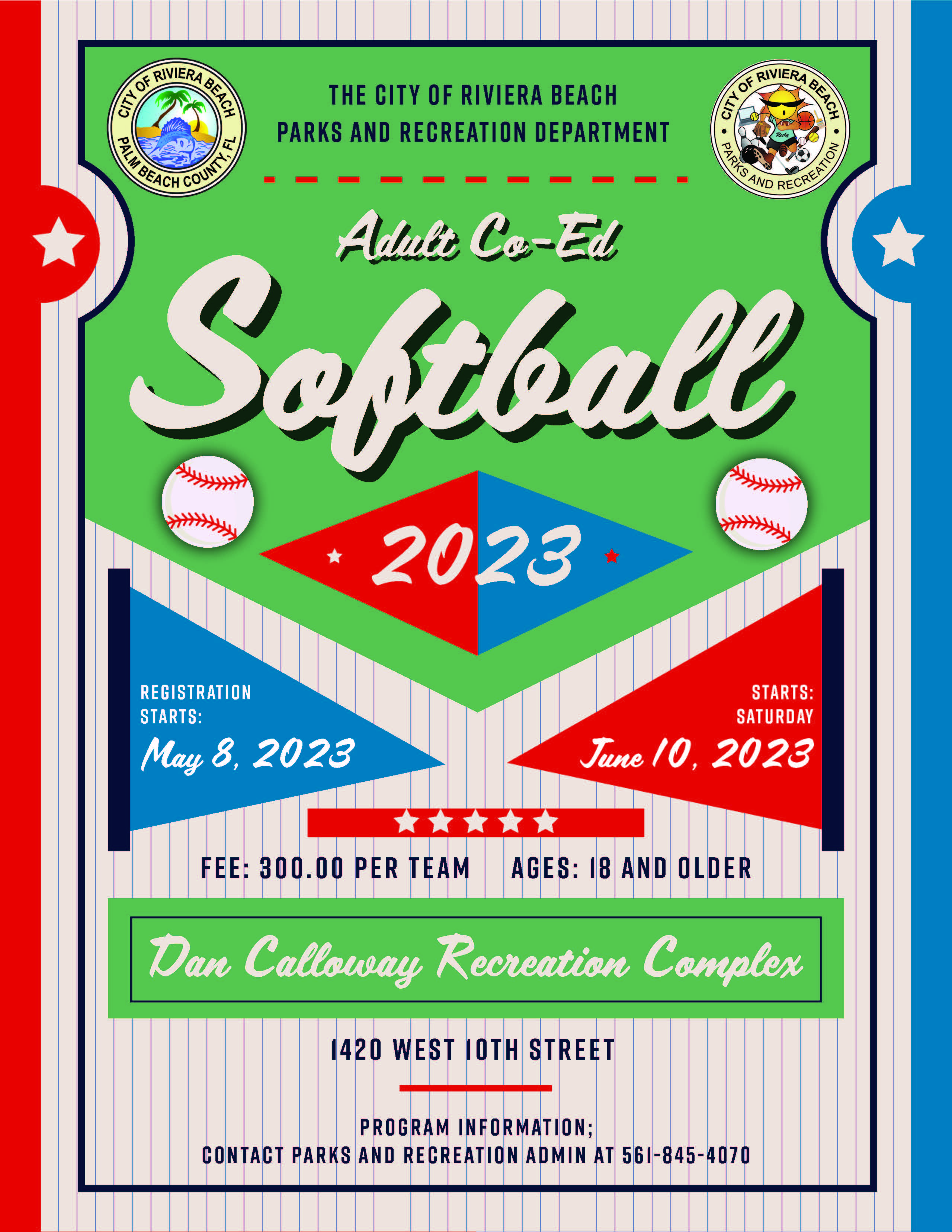 Adult Co-Ed Softball May 8th- June 10th