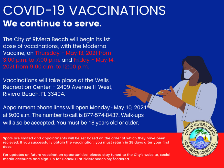 Covid 19 Vaccination Continue Thursday May 13 from3 to 7