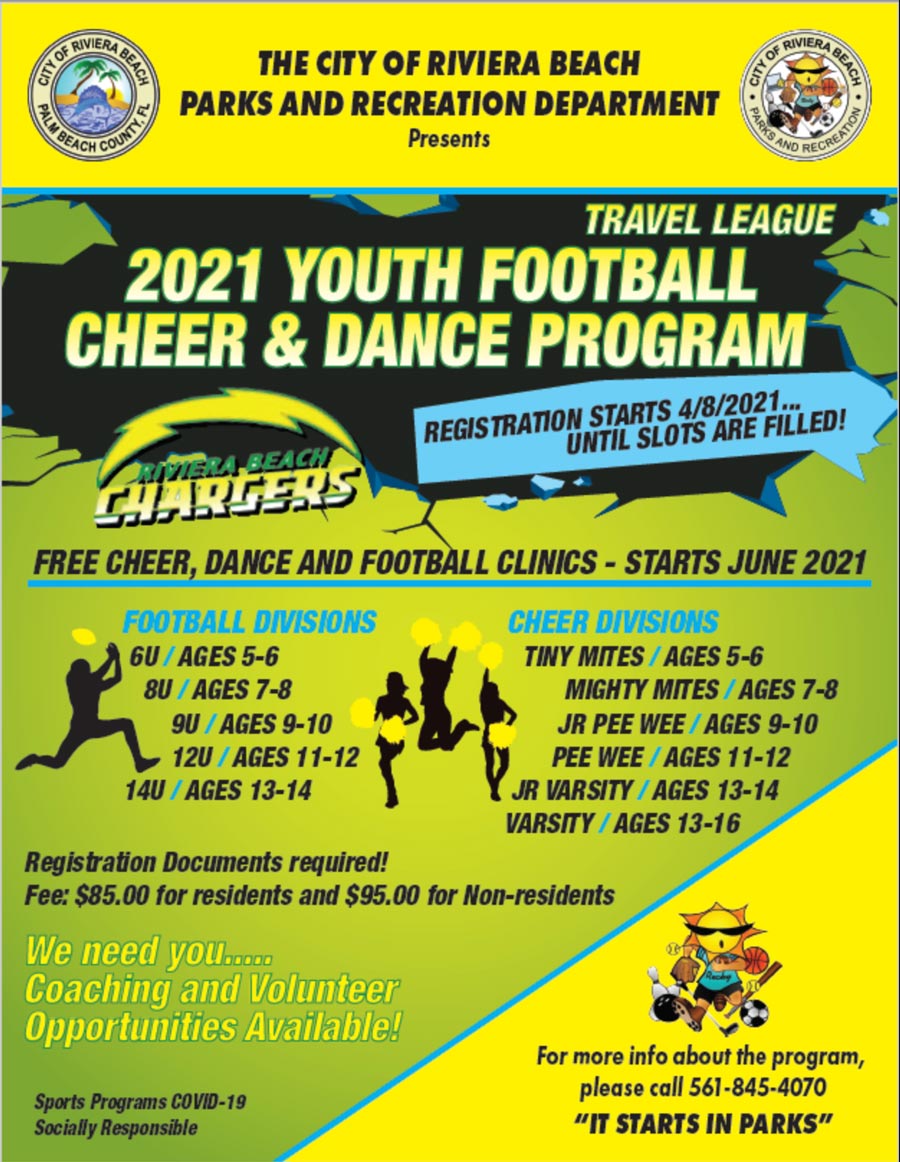 Register for Youth Football, Cheer & Dance call 561-845-4070