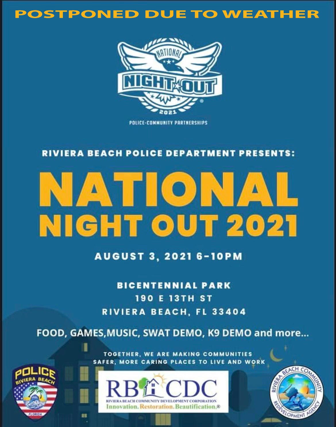 National Night out Postponed due to weather
